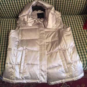 Talbots metallic silver puffer vest